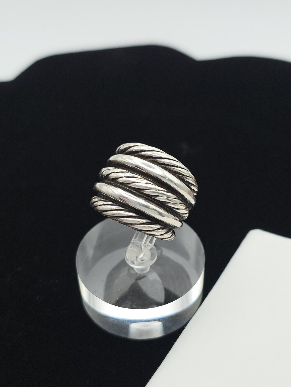 925 Sterling Silver Wide Cable Banded Cigar Ring Southwestern Style Bali 5